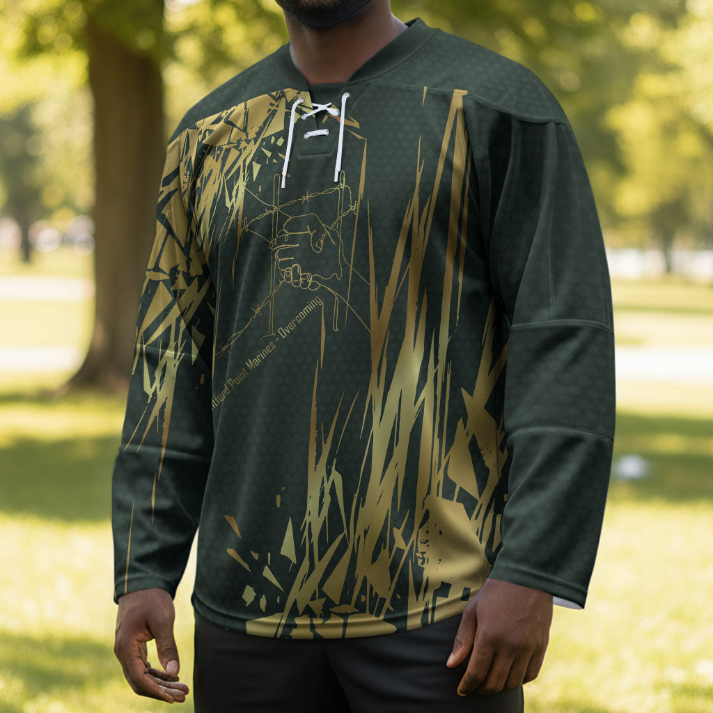 Montford Point Marines Overcoming Hockey Jersey Military History Camouflage Art