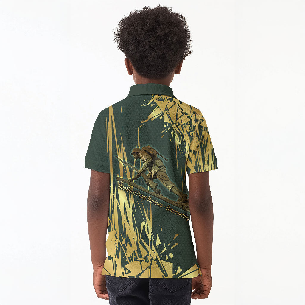 Montford Point Marines Overcoming Kid Polo Shirt Military History Camouflage Art