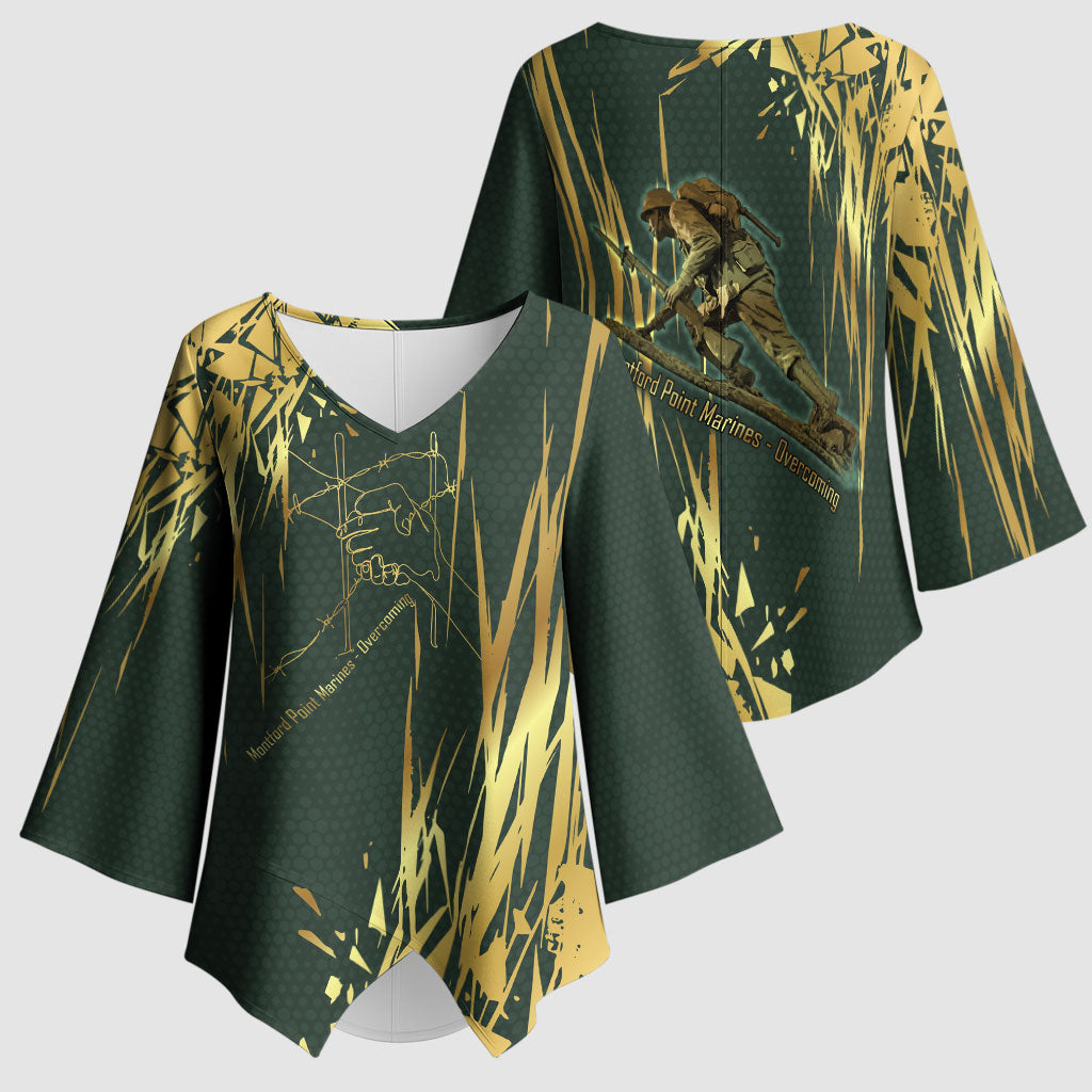 Montford Point Marines Overcoming Kimono Sleeve Blouse Military History Camouflage Art