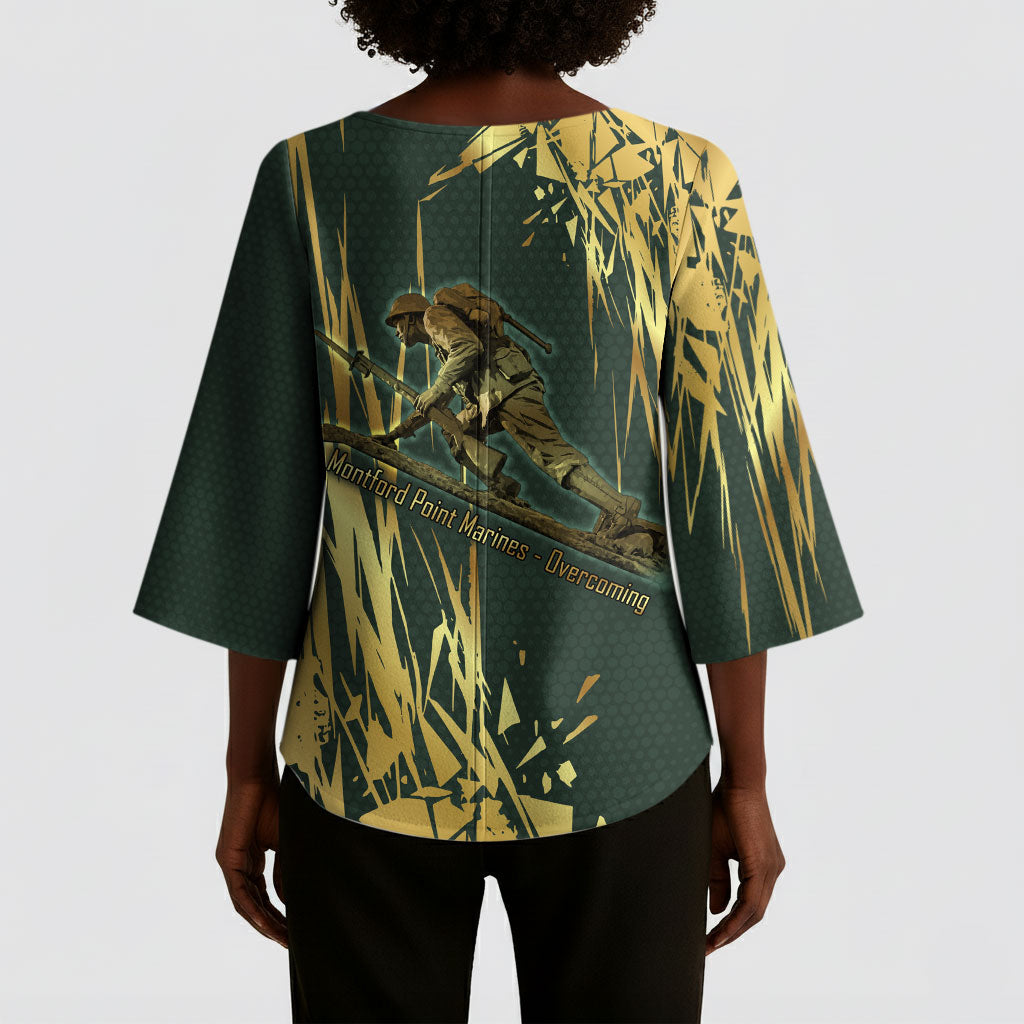 Montford Point Marines Overcoming Kimono Sleeve Blouse Military History Camouflage Art