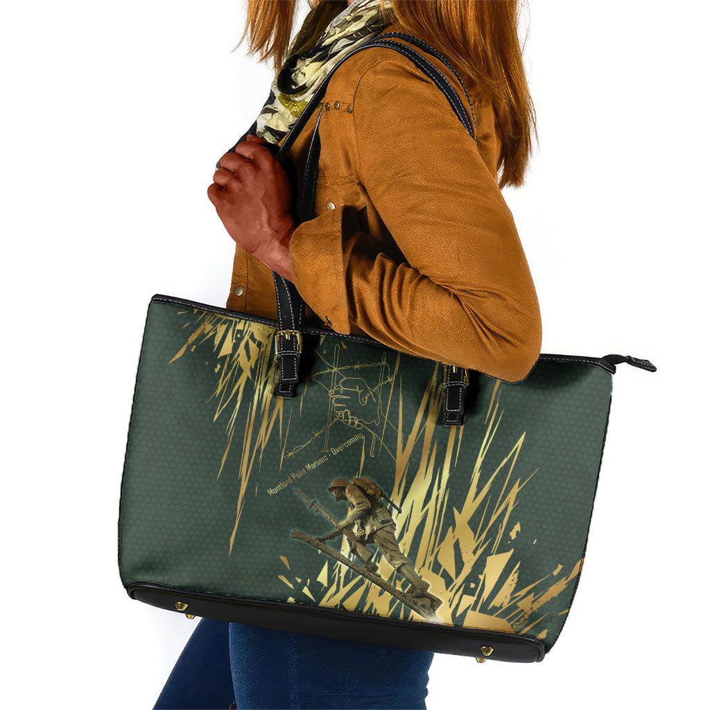 Montford Point Marines Overcoming Leather Tote Bag Military History Camouflage Art