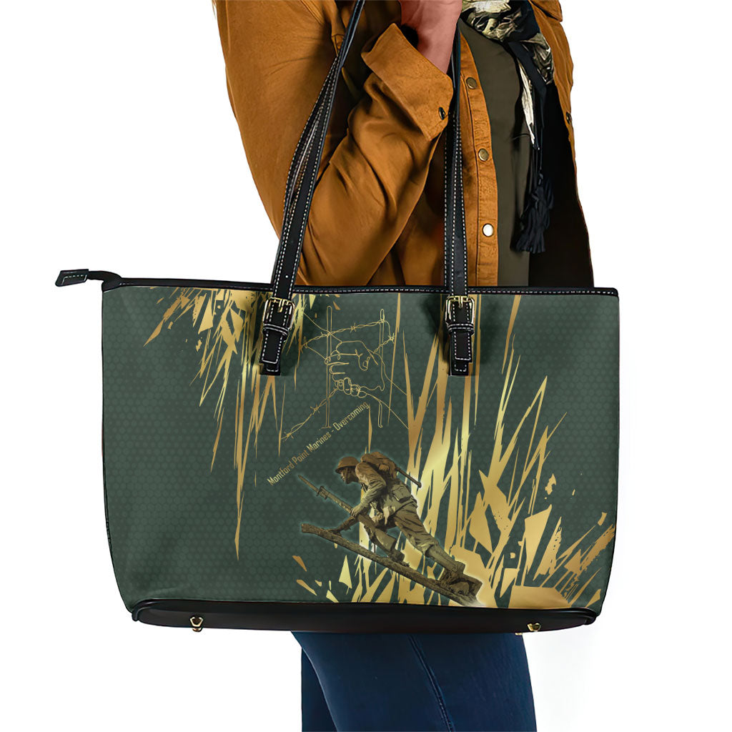 Montford Point Marines Overcoming Leather Tote Bag Military History Camouflage Art