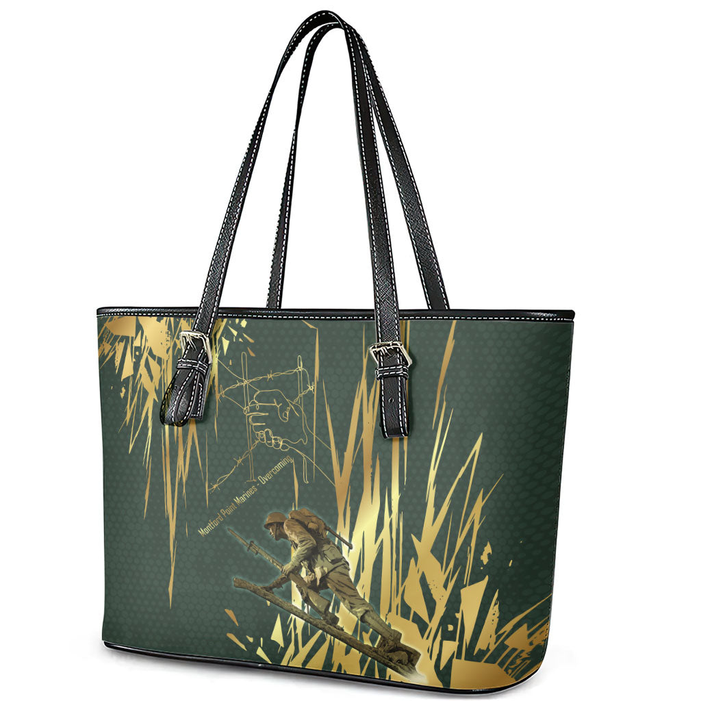 Montford Point Marines Overcoming Leather Tote Bag Military History Camouflage Art