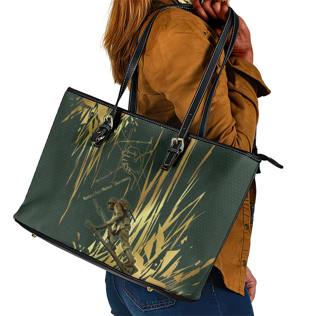 Montford Point Marines Overcoming Leather Tote Bag Military History Camouflage Art