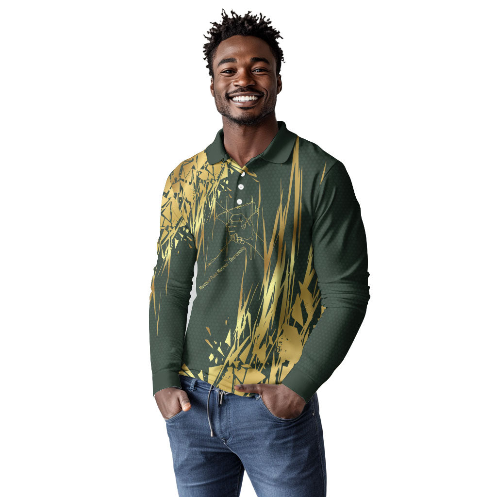 Montford Point Marines Overcoming Long Sleeve Polo Shirt Military History Camouflage Art