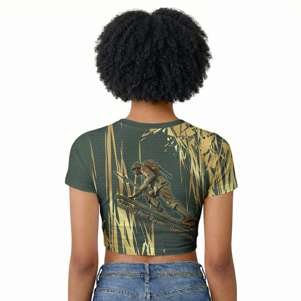 Montford Point Marines Overcoming Raglan Cropped T shirt Military History Camouflage Art