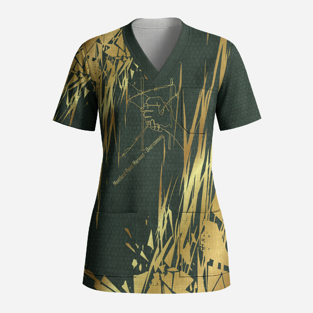 Montford Point Marines Overcoming Scrub Top Military History Camouflage Art