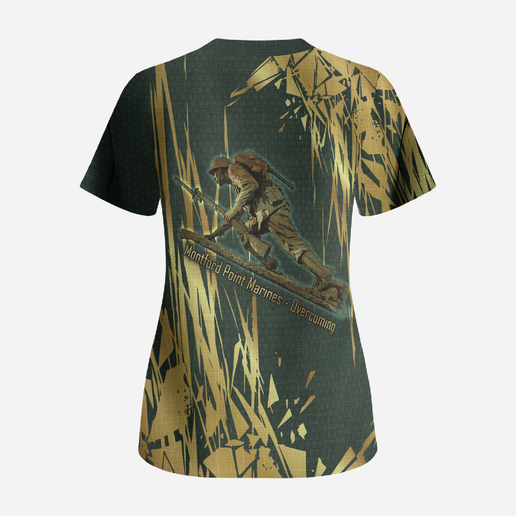 Montford Point Marines Overcoming Scrub Top Military History Camouflage Art