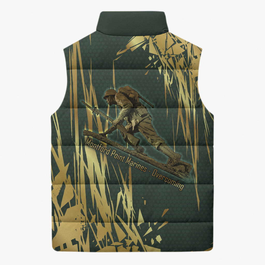 Montford Point Marines Overcoming Sleeveless Puffer Jacket Military History Camouflage Art