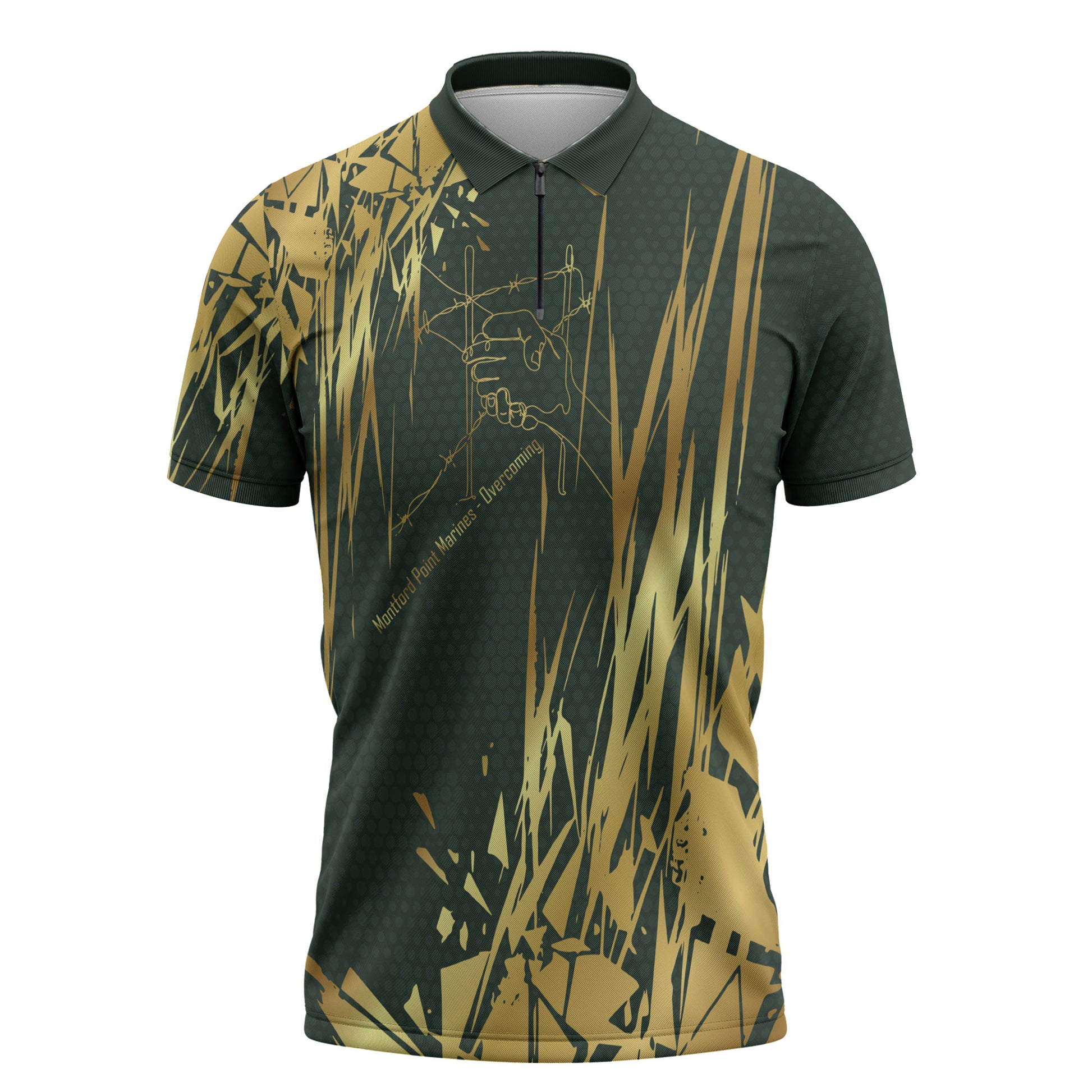 Montford Point Marines Overcoming Zipper Polo Shirt Military History Camouflage Art