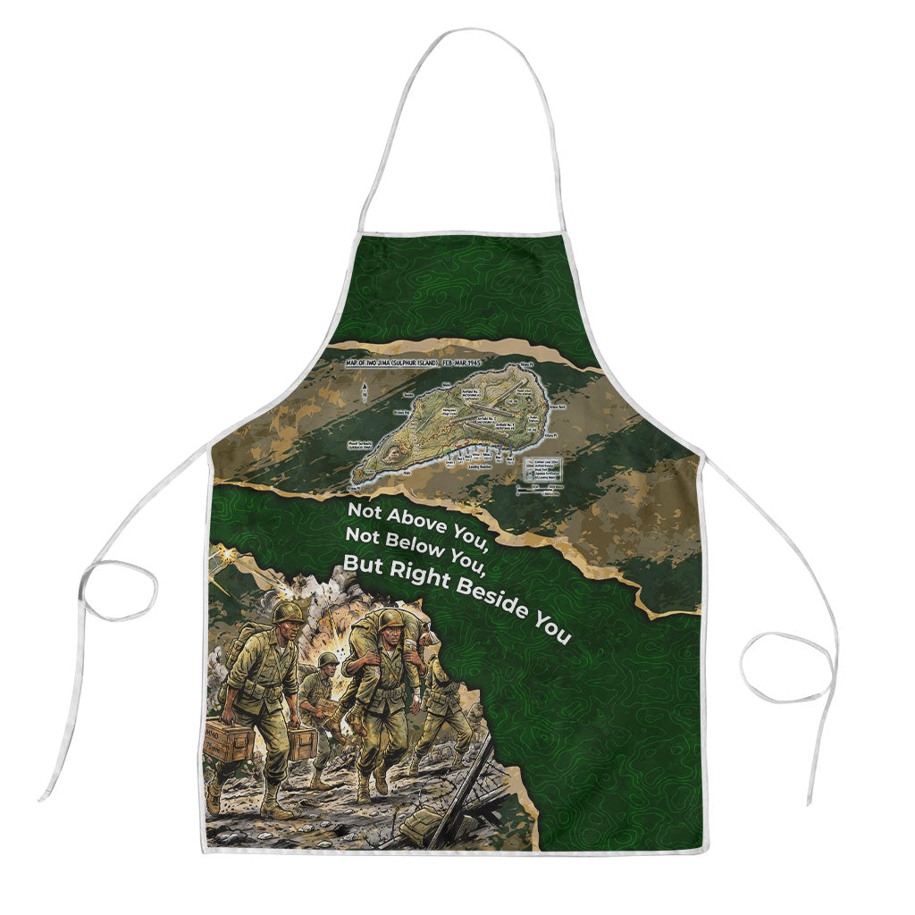 Montford Point Marines Not Above You Apron Iwo Jima Military Map Camouflage Vintage Art