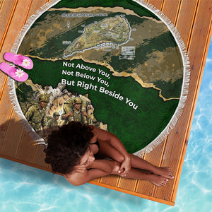 Montford Point Marines Not Above You Beach Blanket Iwo Jima Military Map Camouflage Vintage Art