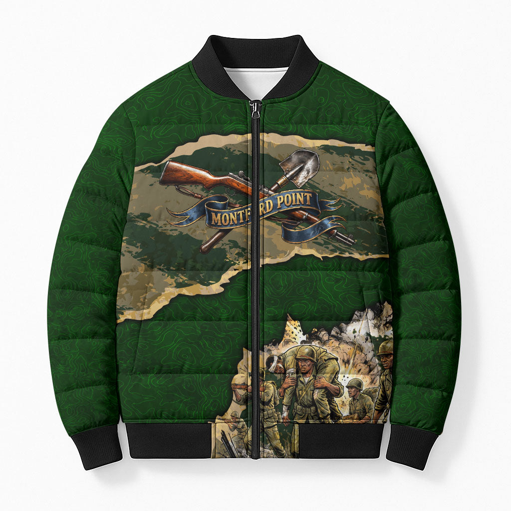 Montford Point Marines Not Above You Bomber Puffer Jacket Iwo Jima Military Map Camouflage Vintage Art