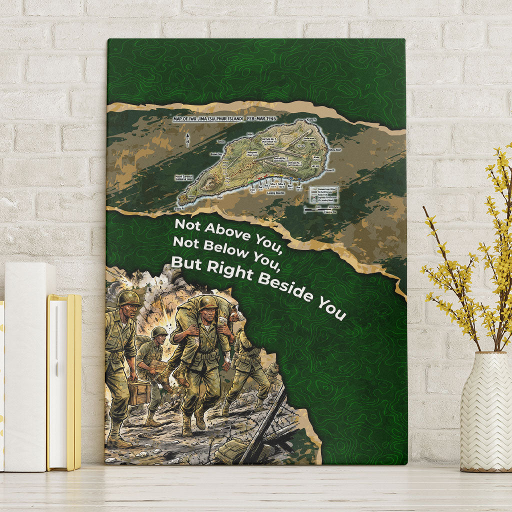 Montford Point Marines Not Above You Canvas Wall Art Iwo Jima Military Map Camouflage Vintage Art