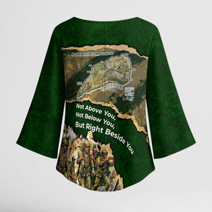 Montford Point Marines Not Above You Kimono Sleeve Blouse Iwo Jima Military Map Camouflage Vintage Art