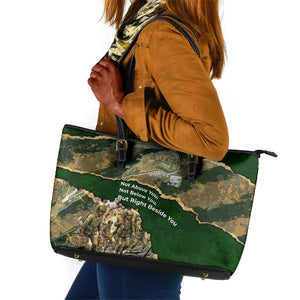 Montford Point Marines Not Above You Leather Tote Bag Iwo Jima Military Map Camouflage Vintage Art