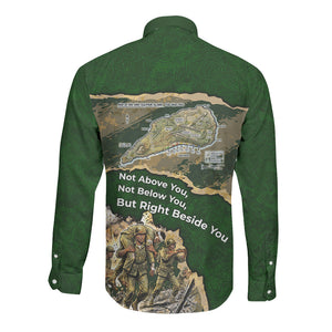 Montford Point Marines Not Above You Long Sleeve Button Shirt Iwo Jima Military Map Camouflage Vintage Art