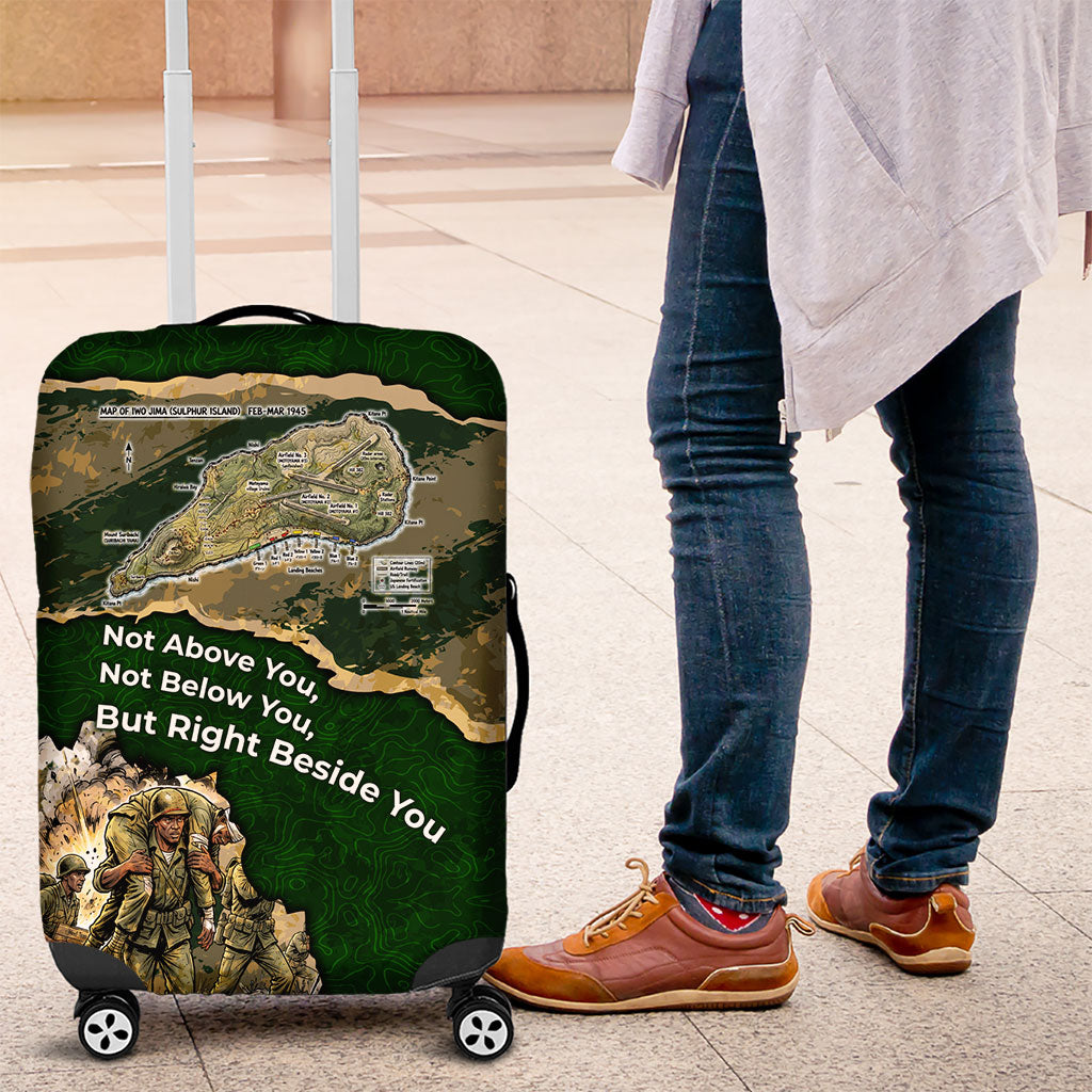 Montford Point Marines Not Above You Luggage Cover Iwo Jima Military Map Camouflage Vintage Art