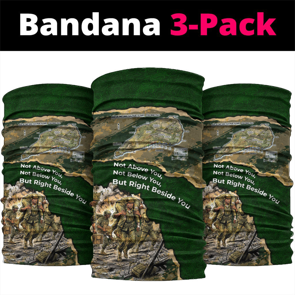 Montford Point Marines Not Above You Neck Gaiter Iwo Jima Military Map Camouflage Vintage Art