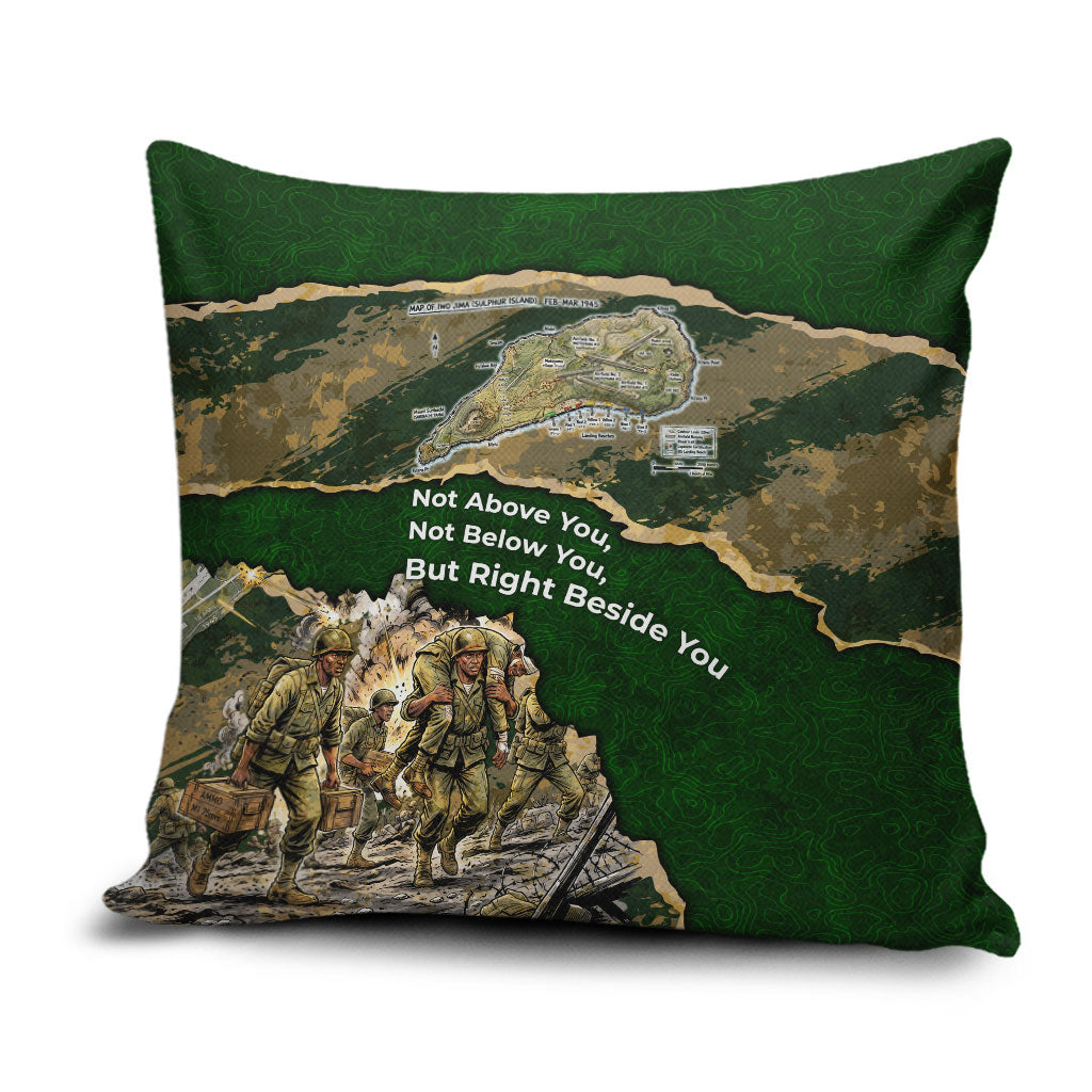 Montford Point Marines Not Above You Pillow Cover Iwo Jima Military Map Camouflage Vintage Art