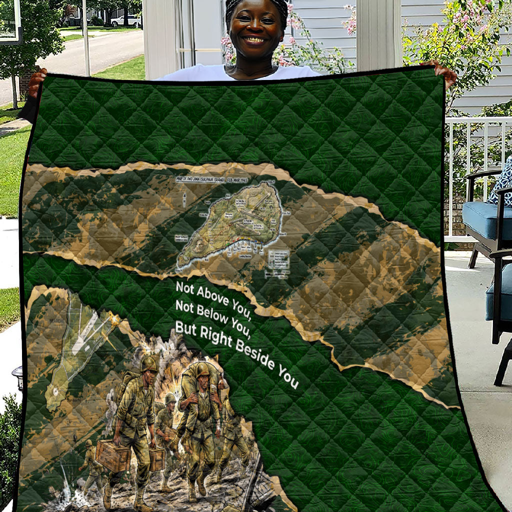 Montford Point Marines Not Above You Quilt Iwo Jima Military Map Camouflage Vintage Art