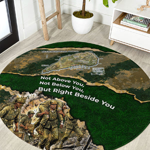 Montford Point Marines Not Above You Round Carpet Iwo Jima Military Map Camouflage Vintage Art
