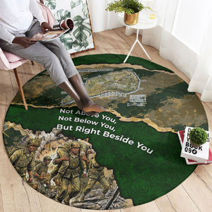 Montford Point Marines Not Above You Round Carpet Iwo Jima Military Map Camouflage Vintage Art