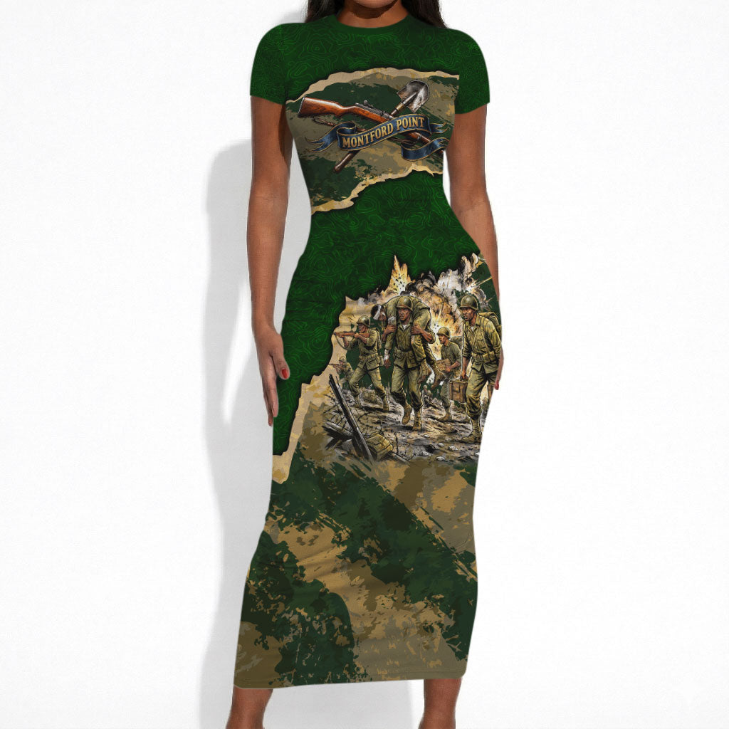 Montford Point Marines Not Above You Short Sleeve Bodycon Dress Iwo Jima Military Map Camouflage Vintage Art