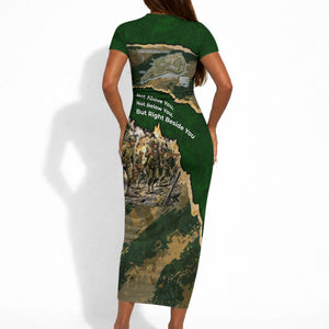 Montford Point Marines Not Above You Short Sleeve Bodycon Dress Iwo Jima Military Map Camouflage Vintage Art