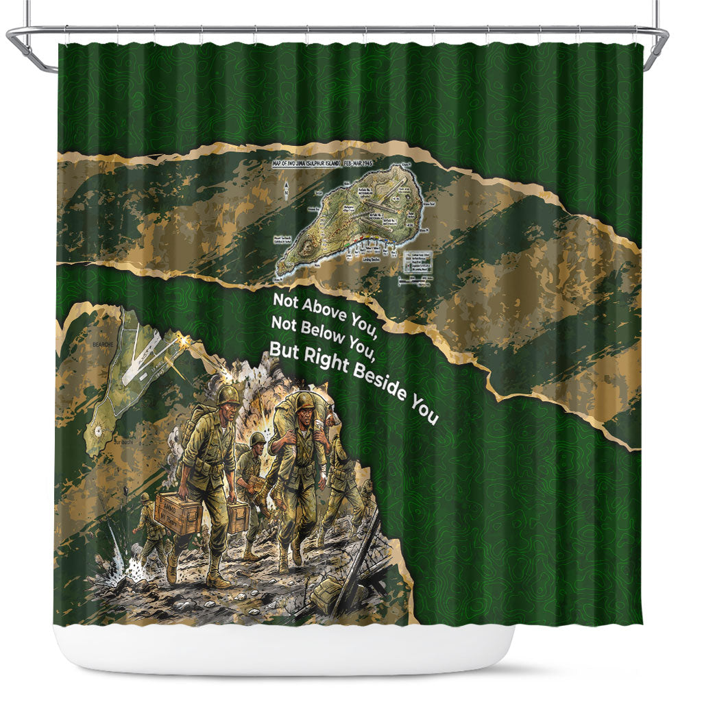 Montford Point Marines Not Above You Shower Curtain Iwo Jima Military Map Camouflage Vintage Art