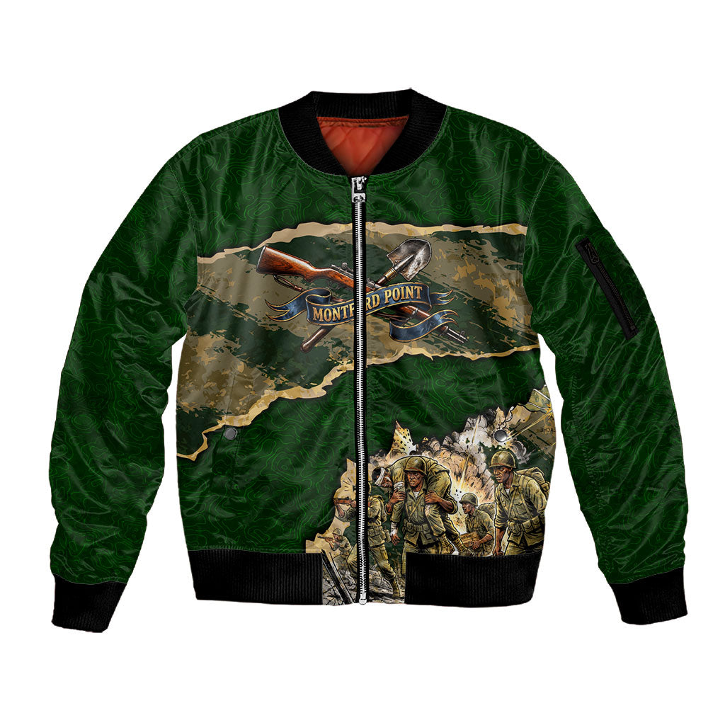 Montford Point Marines Not Above You Sleeve Zip Bomber Jacket Iwo Jima Military Map Camouflage Vintage Art