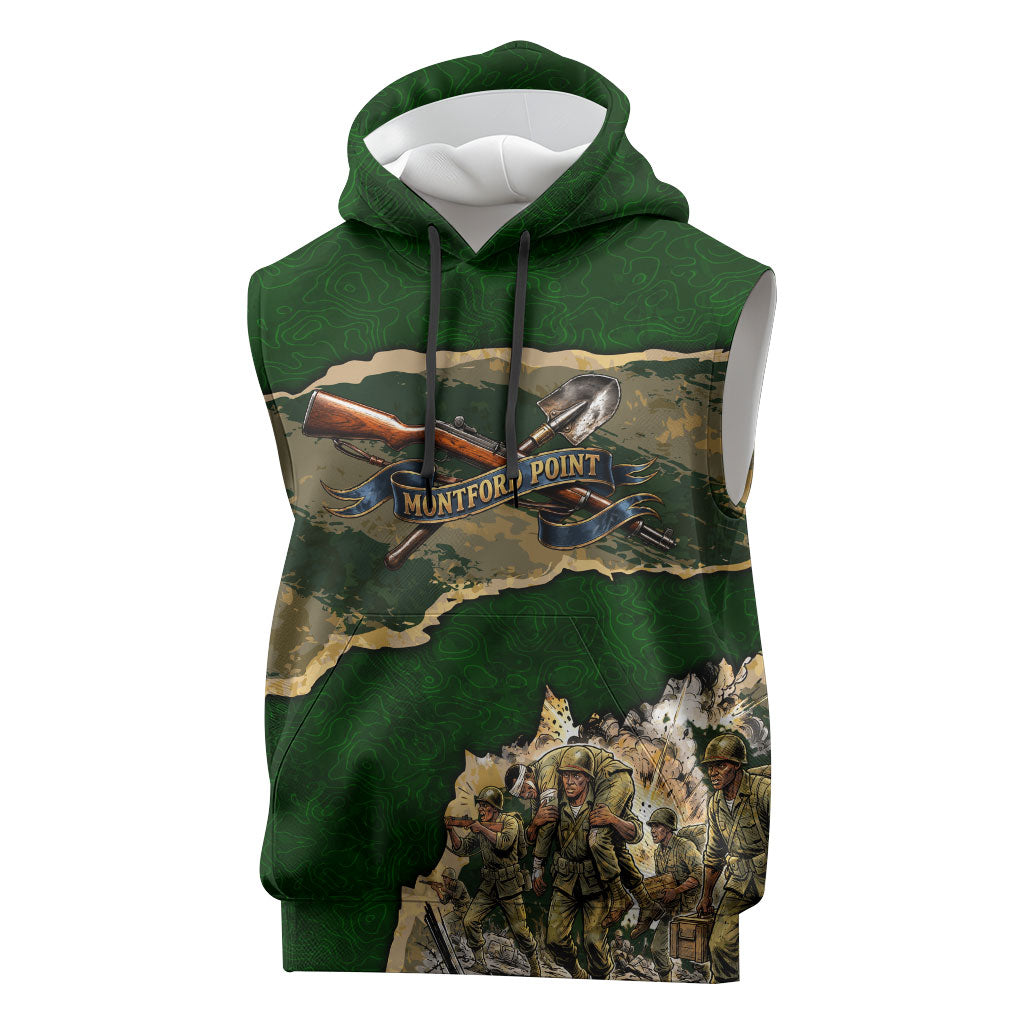 Montford Point Marines Not Above You Sleeveless Hoodie Iwo Jima Military Map Camouflage Vintage Art