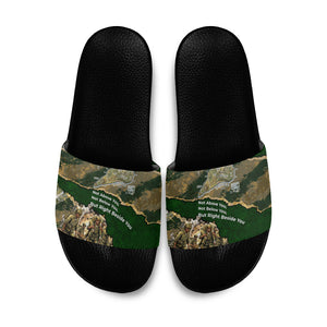 Montford Point Marines Not Above You Slide Sandals Iwo Jima Military Map Camouflage Vintage Art