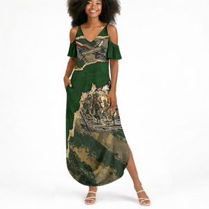 Montford Point Marines Not Above You Summer Maxi Dress Iwo Jima Military Map Camouflage Vintage Art