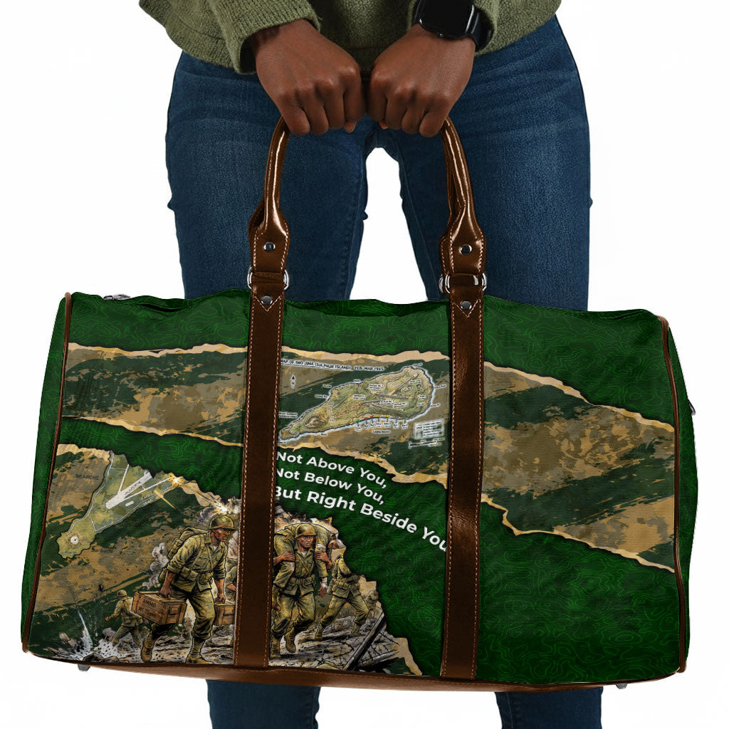 Montford Point Marines Not Above You Travel Bag Iwo Jima Military Map Camouflage Vintage Art