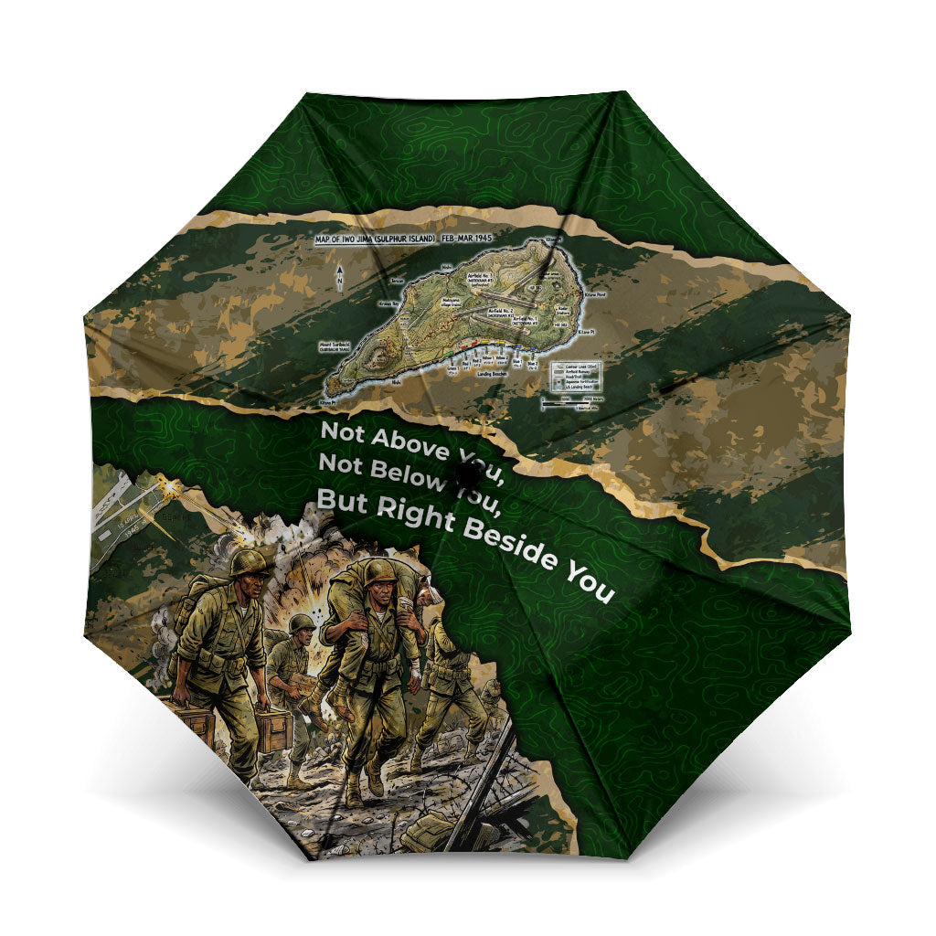 Montford Point Marines Not Above You Umbrella Iwo Jima Military Map Camouflage Vintage Art
