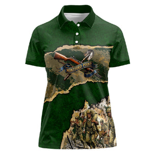Montford Point Marines Not Above You Women Polo Shirt Iwo Jima Military Map Camouflage Vintage Art