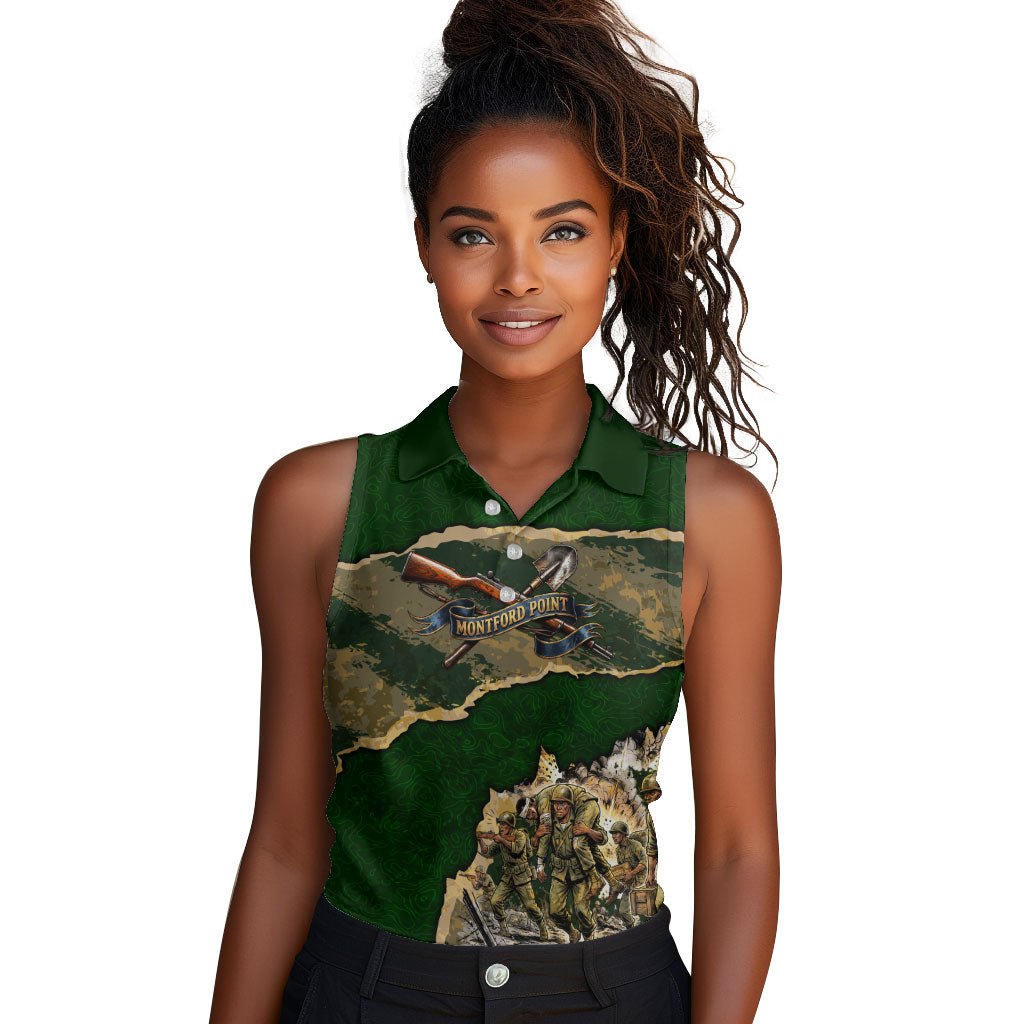 Montford Point Marines Not Above You Women Sleeveless Polo Shirt Iwo Jima Military Map Camouflage Vintage Art