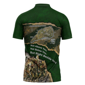 Montford Point Marines Not Above You Zipper Polo Shirt Iwo Jima Military Map Camouflage Vintage Art