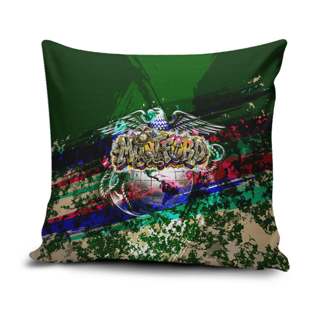 Montford Point Marines 1942 The First 20000 Pillow Cover Vintage Vinyl Record Camouflage Graffiti Art