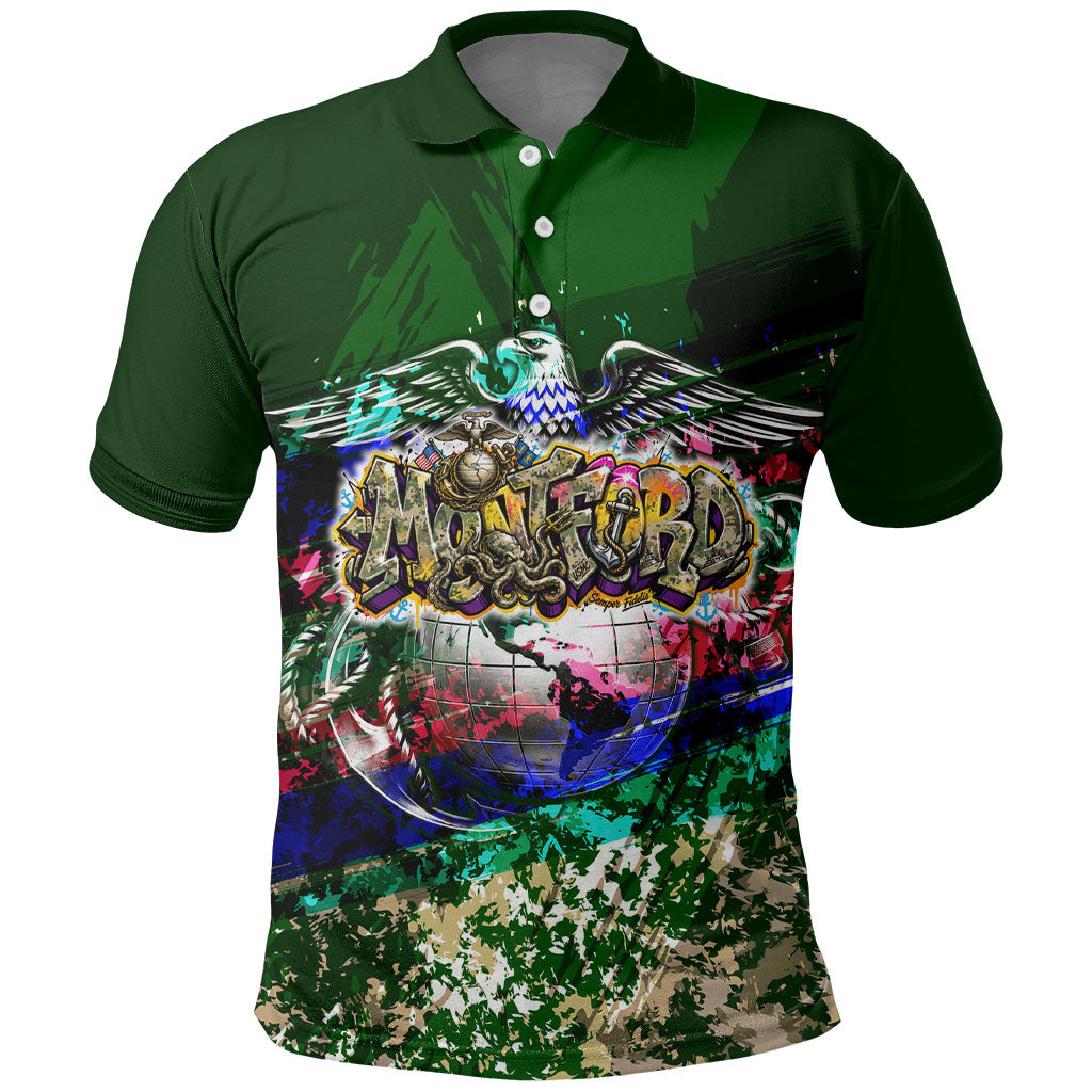 Montford Point Marines 1942 The First 20000 Polo Shirt Vintage Vinyl Record Camouflage Graffiti Art
