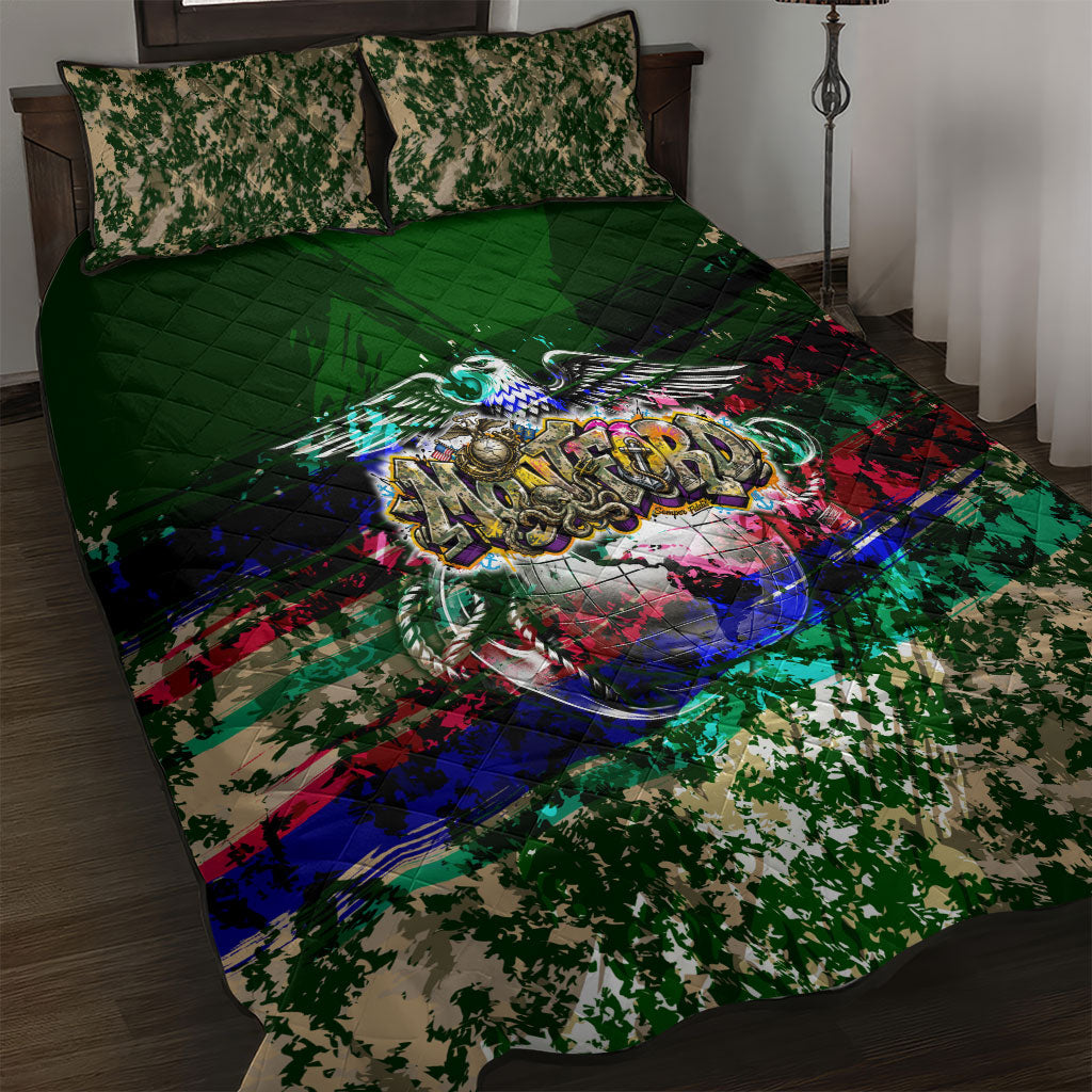 Montford Point Marines 1942 The First 20000 Quilt Bed Set Vintage Vinyl Record Camouflage Graffiti Art