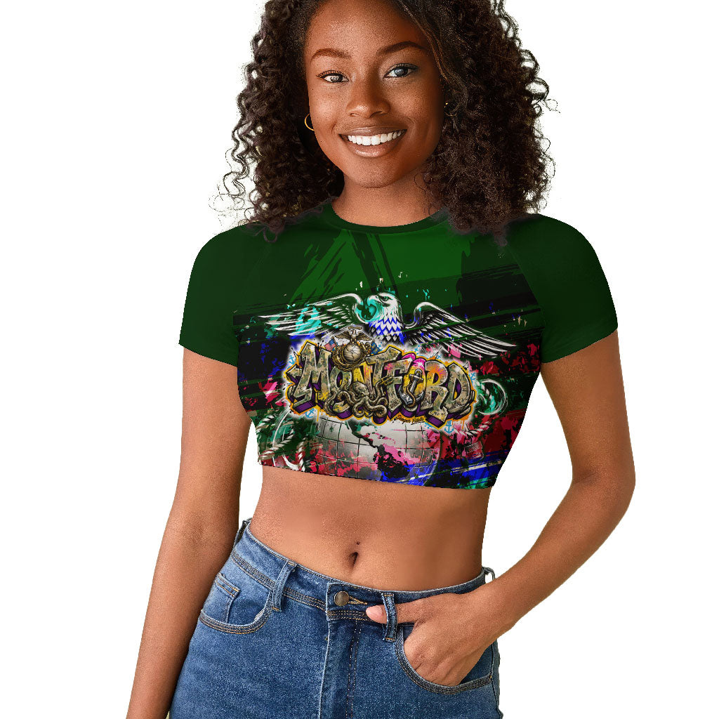 Montford Point Marines 1942 The First 20000 Raglan Cropped T shirt Vintage Vinyl Record Camouflage Graffiti Art
