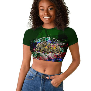 Montford Point Marines 1942 The First 20000 Raglan Cropped T shirt Vintage Vinyl Record Camouflage Graffiti Art