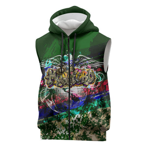 Montford Point Marines 1942 The First 20000 Sleeveless Zip Hoodie Vintage Vinyl Record Camouflage Graffiti Art