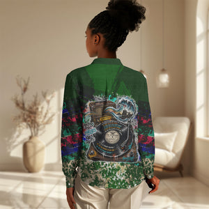 Montford Point Marines 1942 The First 20000 Women Casual Shirt Vintage Vinyl Record Camouflage Graffiti Art