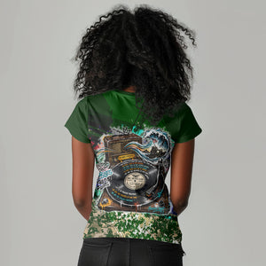 Montford Point Marines 1942 The First 20000 Women V-Neck T-Shirt Vintage Vinyl Record Camouflage Graffiti Art