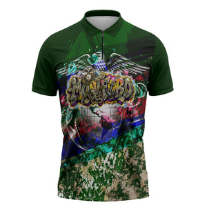 Montford Point Marines 1942 The First 20000 Zipper Polo Shirt Vintage Vinyl Record Camouflage Graffiti Art
