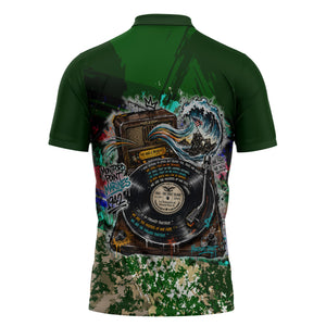 Montford Point Marines 1942 The First 20000 Zipper Polo Shirt Vintage Vinyl Record Camouflage Graffiti Art