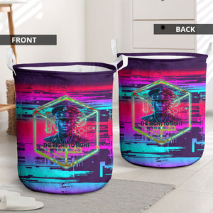 Montford Point Marines Legacy 1942 Laundry Basket The Right To Fight Retro Glitch Vaporwave Art